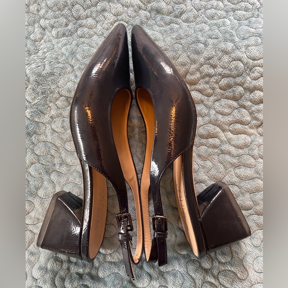 Franco Sarto Navy Block Heel Slingback